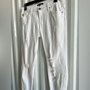 Dear John Women's White Distressed Skinny Jeans